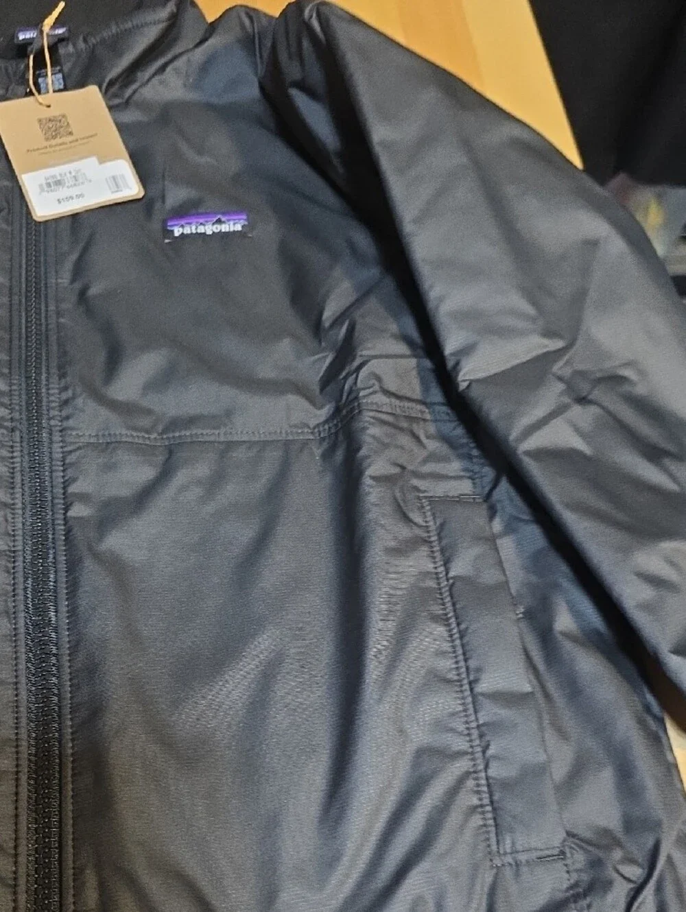 Patagonia Kids Black Rain Jacket with Logo